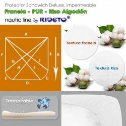 Deluxe Protector impermeable Franela y Rizo Algodón colchón barco Forma D