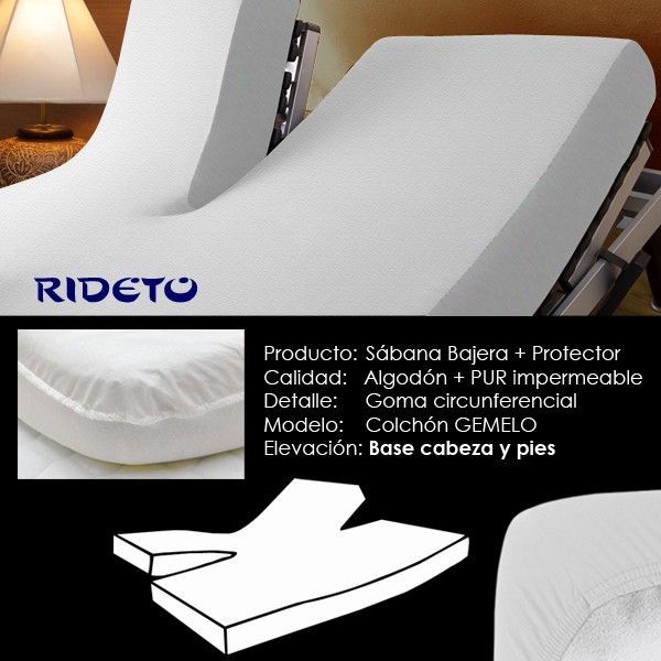 Sábana bajera protector Algodón y PUR impermeable Gemelo