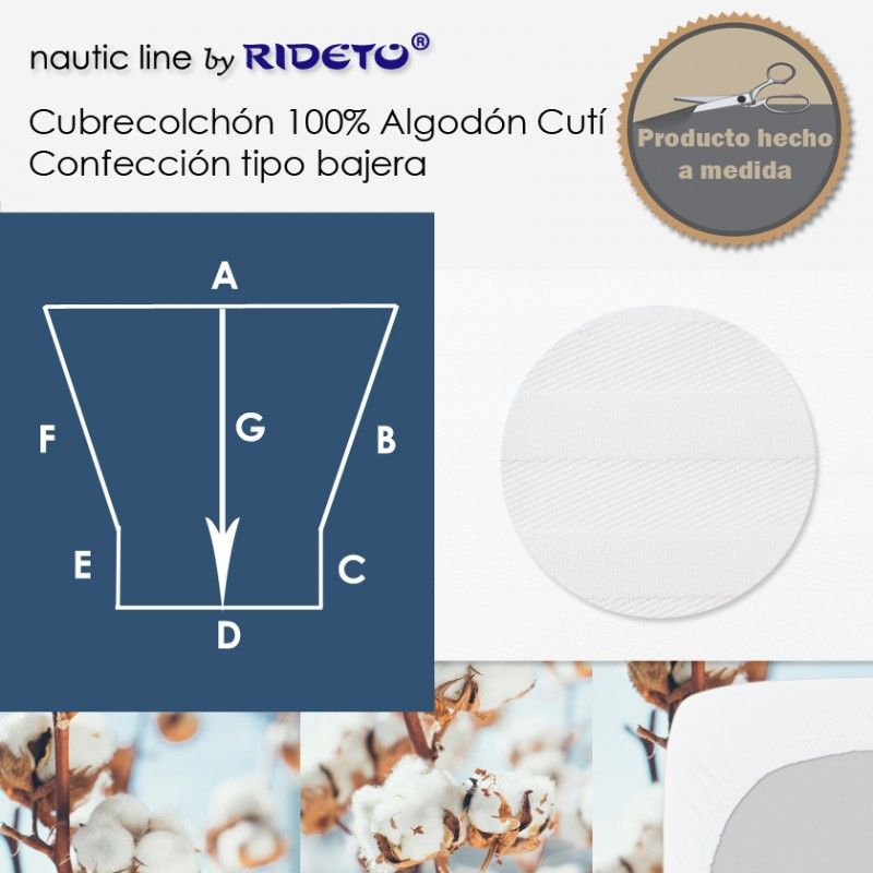 Cubrecolchón 100% Algodón Cutí Raso Labrado Trapecio embudo