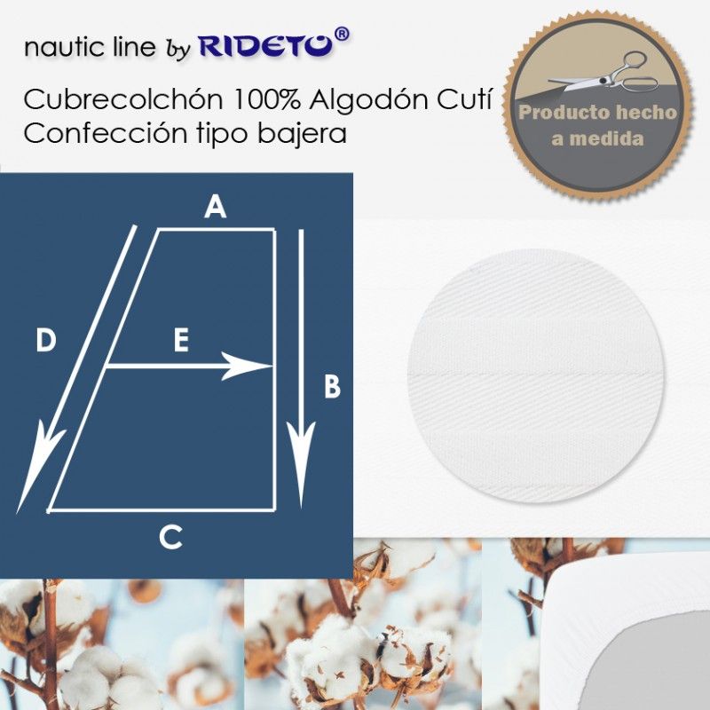 Cubrecolchón 100% Algodón Cutí Raso Labrado medio Trapecio rect. dcho.