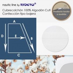 Cubrecolchón 100% Algodón Cutí Raso Labrado medio Trapecio rect. izq.