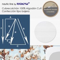 Cubrecolchón 100% Algodón Cutí Raso Labrado Medio Trapecio áng. izq. inv.