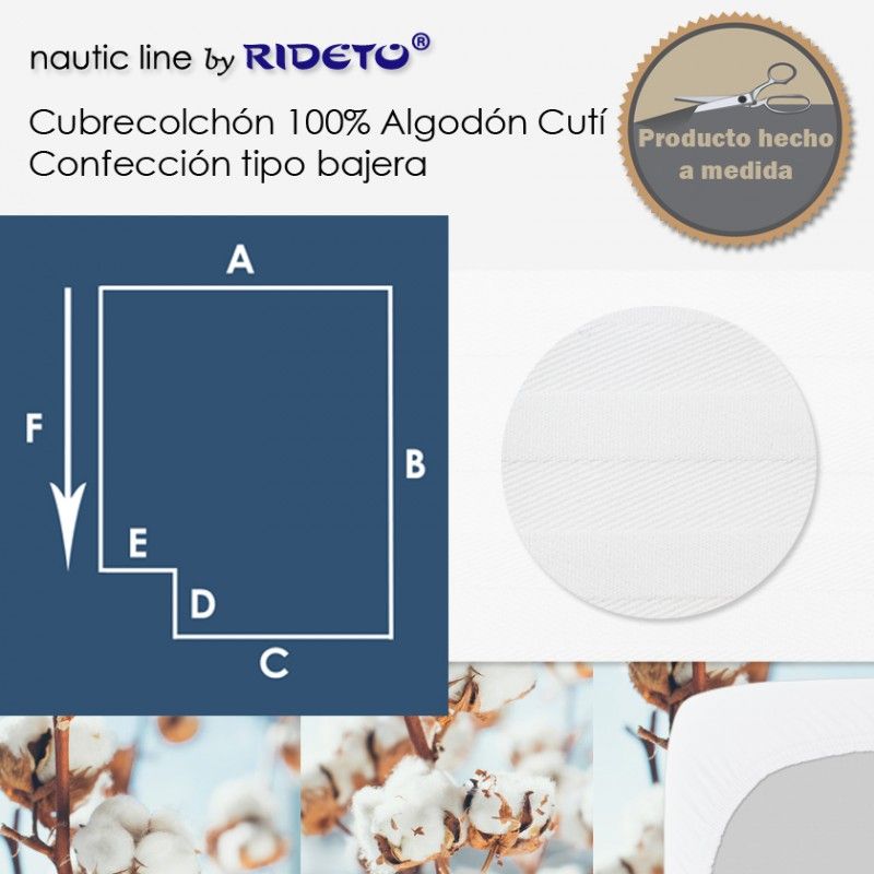 Couvre matelas pur coton Cutí cabine bateau rectangulaire coin gauche inv.