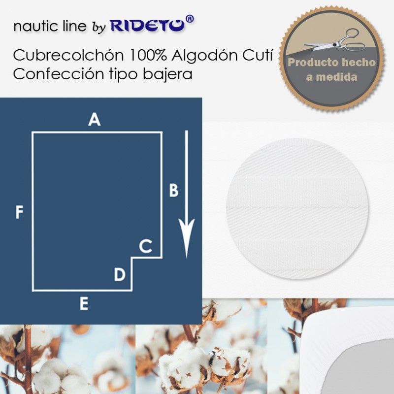 Cubrecolchón 100% Algodón Cutí Raso Labrado medio Rectángulo. dcho. inv.