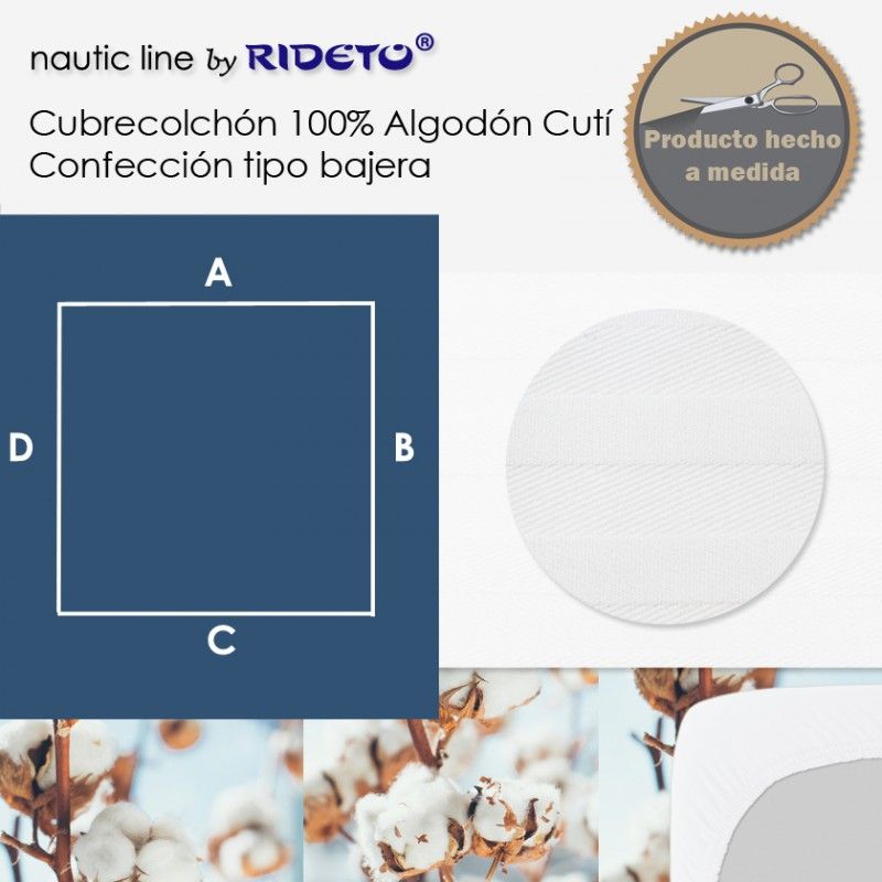Cubrecolchón 100% Algodón Cutí Raso Labrado medio King Size