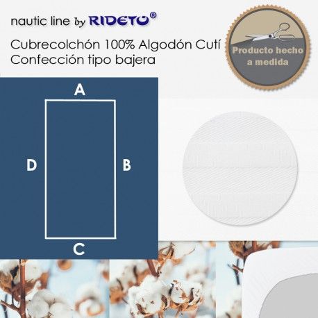 Cubrecolchón 100% Algodón Cutí Raso Labrado Rectángular