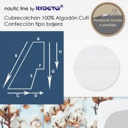 Couvre matelas pur coton Cutí cabine bateau forme demi-trapèze isocèle gauche