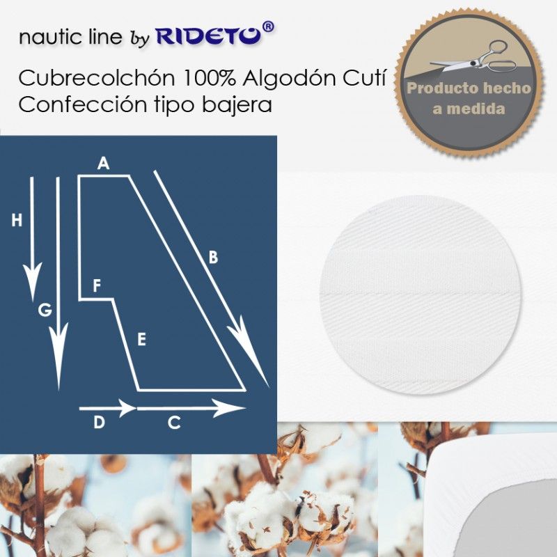 Cubrecolchón 100% Algodón Cutí Raso Labrado medio Trapecio Isósceles dcho.